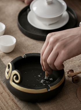 新年齐天大圣大j号创意复古中式个性烟灰缸家用客厅茶几陶瓷烟灰