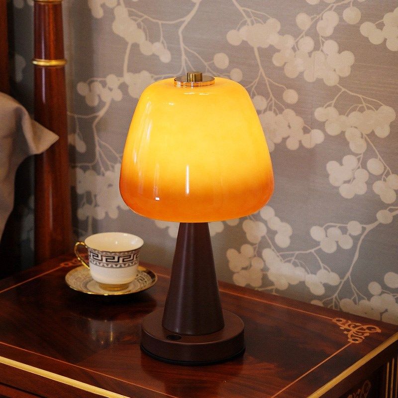 优选法式中古风充电台灯高颜值温B馨落日卧室床头氛围玻璃高级感