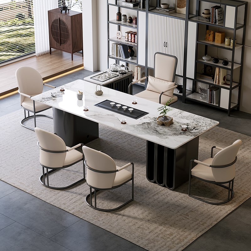 优选新款高端岩板茶桌客s厅家用办公室茶台现代简约高级感茶几桌