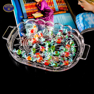 优选BOHEMIA捷克进口水晶玻璃果F盘托盘欧式 轻奢家用客厅糖果蛋糕