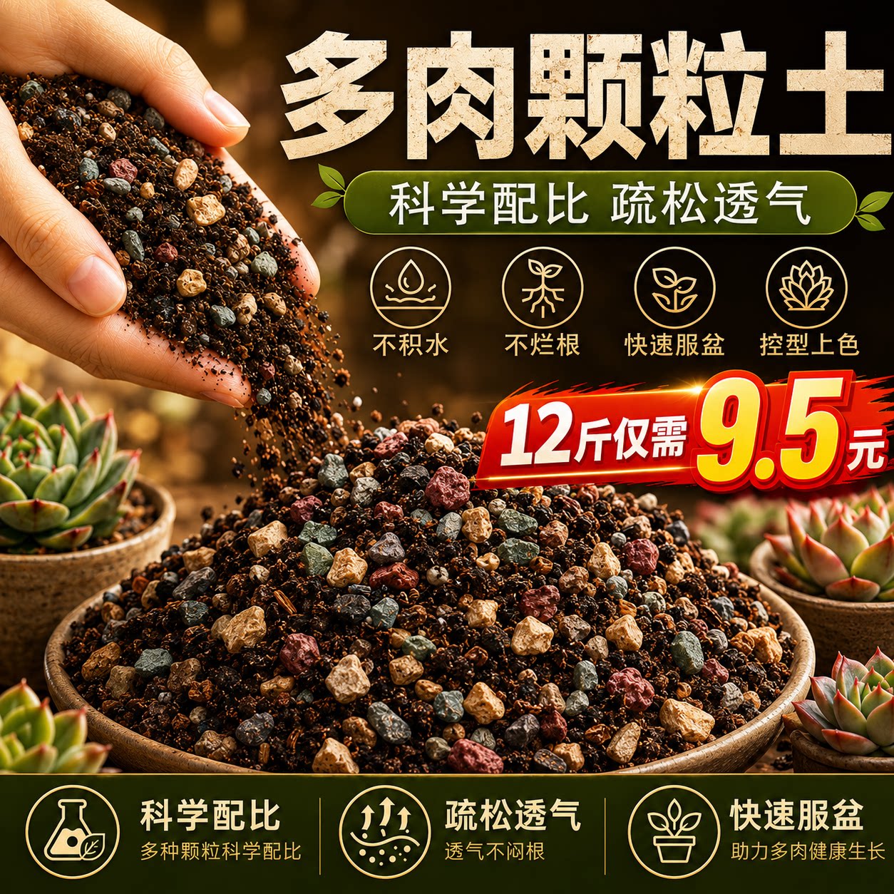 多肉专用颗粒土9.9元12斤