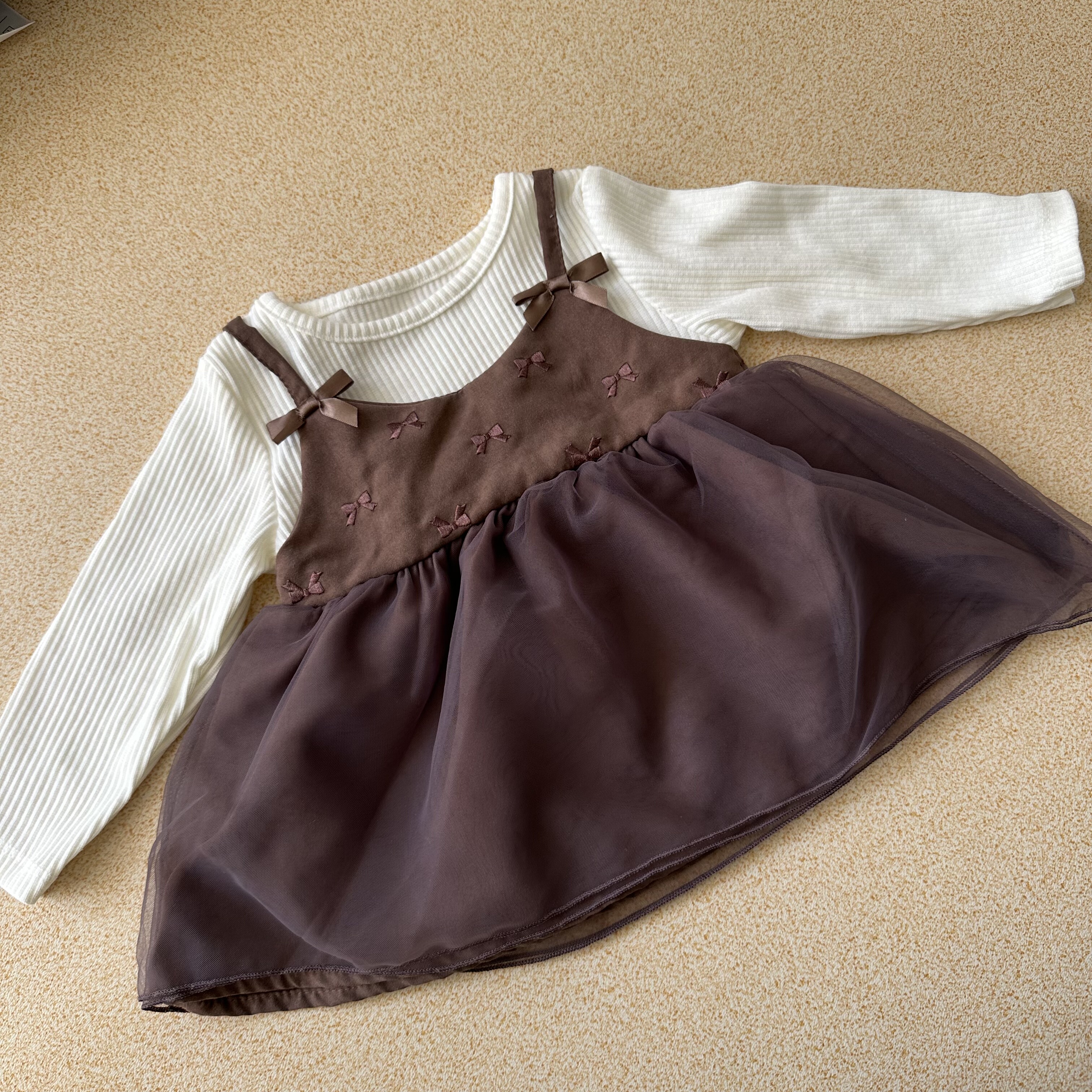 日单纯原mamaruka妈妈乐上衣娃娃裙全棉春秋长袖假两件打底衫