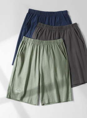 芬腾男士睡裤夏季纯棉薄款五分裤短裤青年休闲宽松全棉家居裤单裤