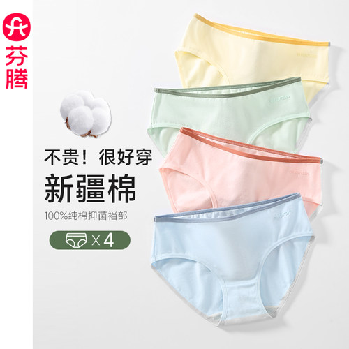 芬腾女士纯棉中腰提臀内裤