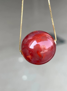 瓦西料18k火焰锁骨珠 玫瑰红飘火焰 肉质细腻光滑