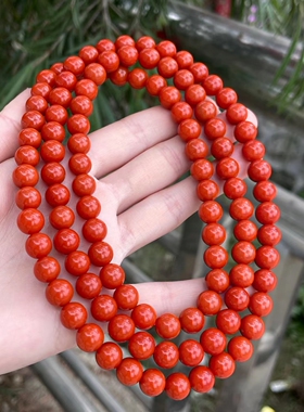 货头收藏瓦西料佛珠 满色满肉柿子红肉质饱满细腻 无杂 润度一流