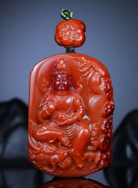 天然南红玛瑙吊坠本命佛吊坠不动明王不动尊菩萨生肖鸡守护神
