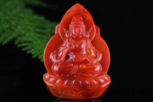 天然凉山南红玛瑙文殊菩萨普贤菩萨挂件保山杨柳料南红佛牌吊坠男