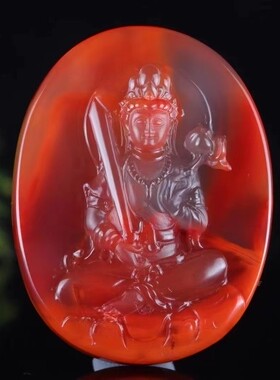 天然南红玛瑙大日如来佛弥勒佛观音吊坠柿子红火焰红本命佛挂件