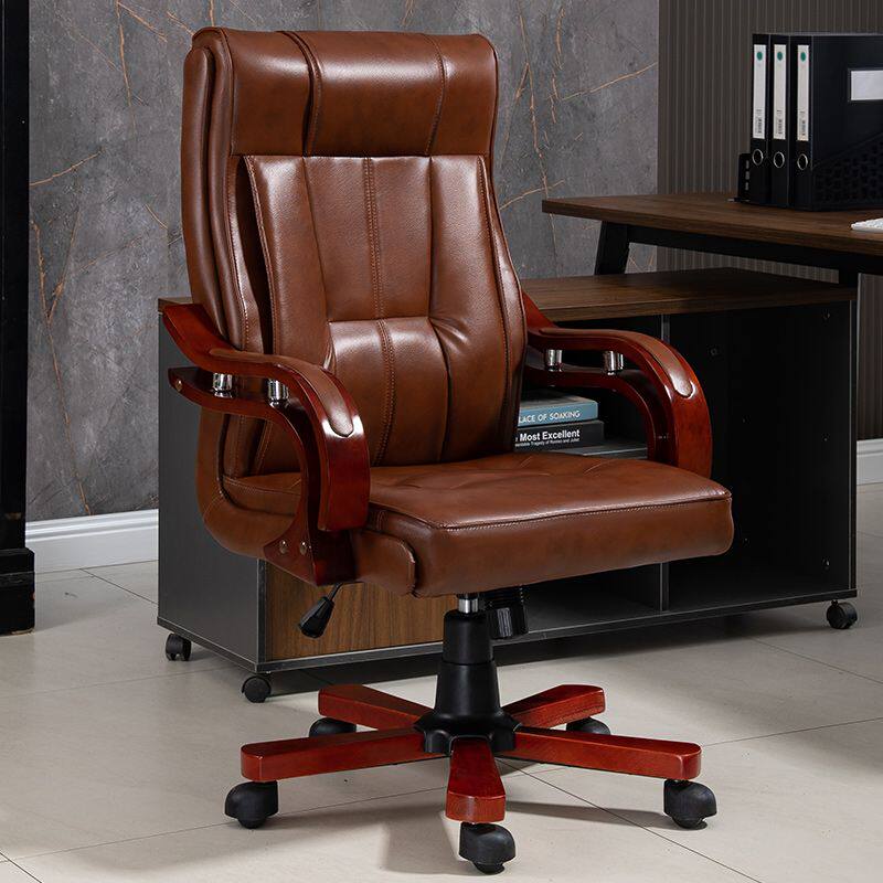 2025真皮老板椅高档免安装商务办公室椅子家用书房电脑椅牛皮按摩
