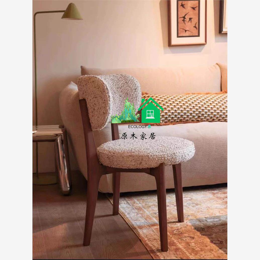 2024北欧设计师实木餐椅轻奢奶油化妆椅家用餐椅靠背椅咖啡厅洽谈