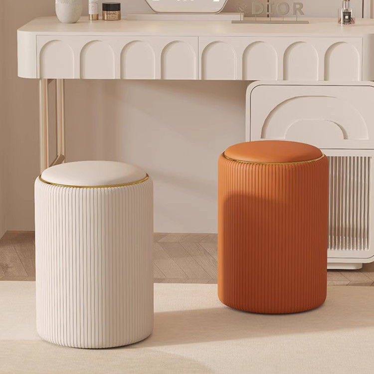 2025家用客厅矮凳女生房间梳妆台凳子奶油风美容美甲化妆椅可储物