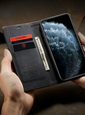 CaseMe苹果11手机壳翻盖式14全包边防摔外壳XsMax新款适用于iphone11Pro保护套磁吸13插卡皮套商务