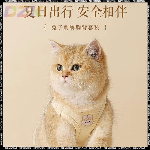 猫咪牵引绳宠物胸背带背心式防挣脱猫绳子遛猫绳溜猫链子外出专e7