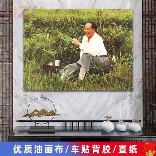 毛主席像墙画1954年在杭州农村画像客厅壁挂画中堂大厅海报装饰e5