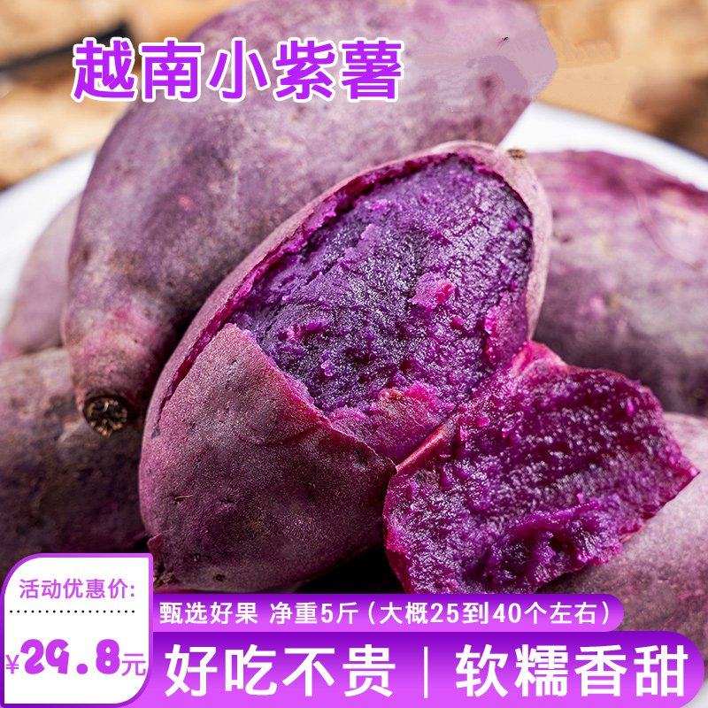 越南珍珠紫薯新鲜地瓜紫心番薯5斤小个头红薯山芋香薯10包邮