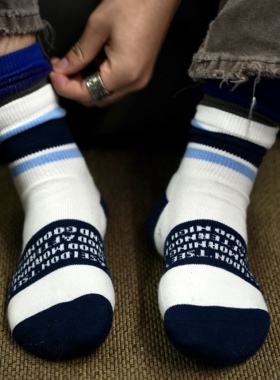 COSMOS 纯棉毛巾底假两双机能风堆叠长袜 cmf平替 撞色条纹男女袜