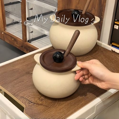 粗陶猪油罐家用陶瓷高颜值厨房专用大容量辣椒油罐油罐荤油罐罐子