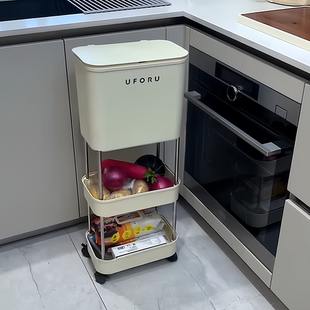 厨房垃圾桶家用新款加高可移动轮免弯腰专用高脚大号大容量卫生桶