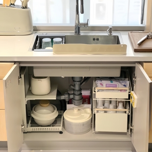 厨房下水槽置物架台面抽拉置物架多功能置物柜拉篮橱柜分层架子