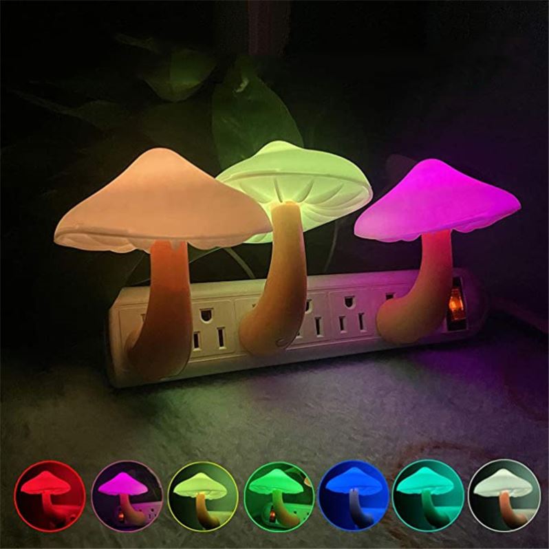 LED Night Lights Mushroom Shape Automatic Sensor Toilet Bedr