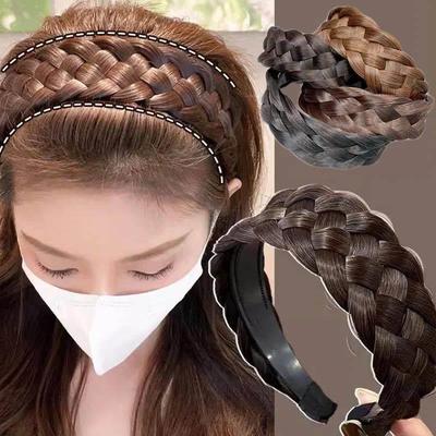 Wig Braided Headbands for Women Fishbone Wide Twist Hairband