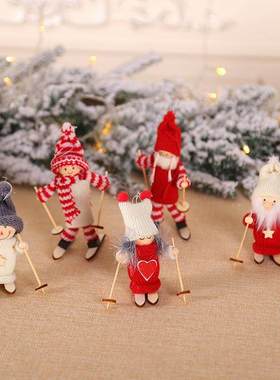 Christmas Decorations Wooden Ski Dolls Christmas Tree Pendan