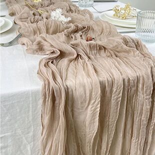 Semi-Sheer Gauze Table Runner Burlap Cheesecloth Table Setti