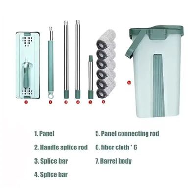 Flat Squeeze Mop with Bucket Hand Free Wringing Floor Cleani