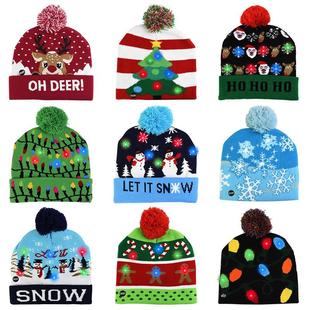 LED Christmas Hat Sweater Knitted Beanie Christmas Light