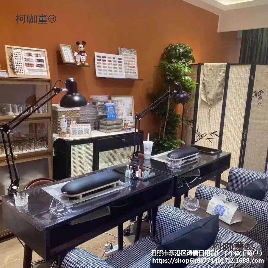 复古美甲桌子实木美甲台单双人简约吸尘器深胡桃色桌椅套装麦太保,商业/办公家具,美甲台,淘宝优惠券,粉丝福利购,淘宝优惠卷