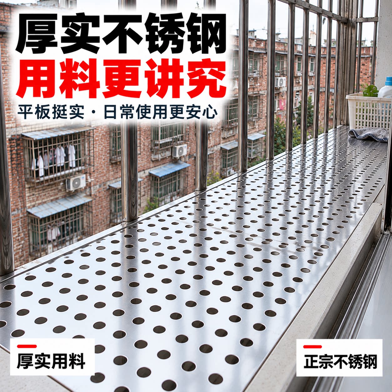 阳台防护网304不锈钢防盗窗垫板窗户防掉落网格网护栏防漏冲孔网