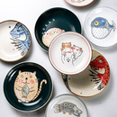 碟子菜盘家用陶瓷釉下彩创意精致汤盘深盘 日式 手绘盘子可爱好看