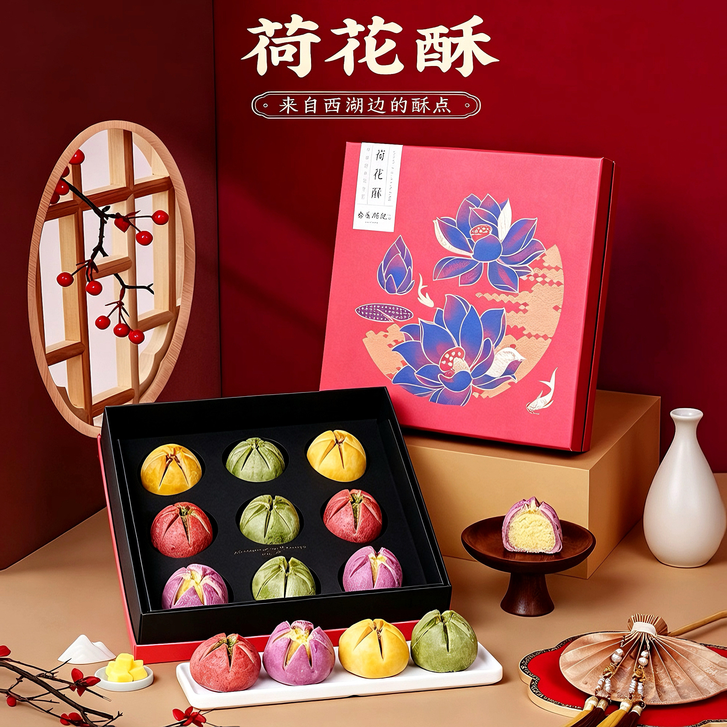 南宋胡记荷花酥礼盒装中式糕点心杭州特产伴手礼品送长辈休闲零食