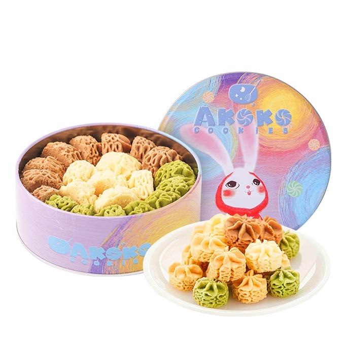 AKOKO法式三拼小花曲奇进口欧洲0添加经典三拼下午茶小吃送礼年货