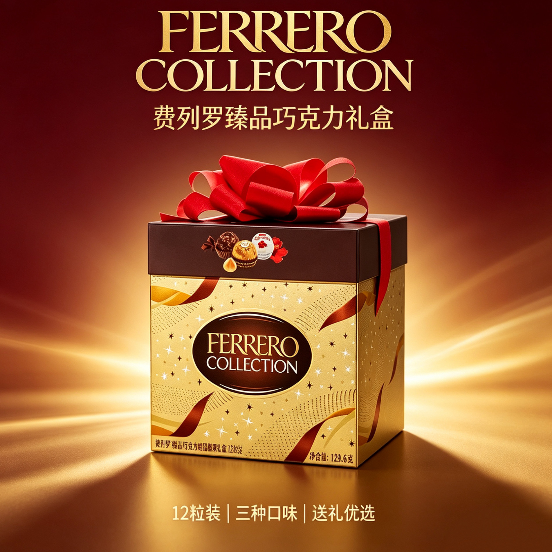 费列罗臻品威化巧克力礼盒三种口味糖果零食儿童生日礼物伴手礼品