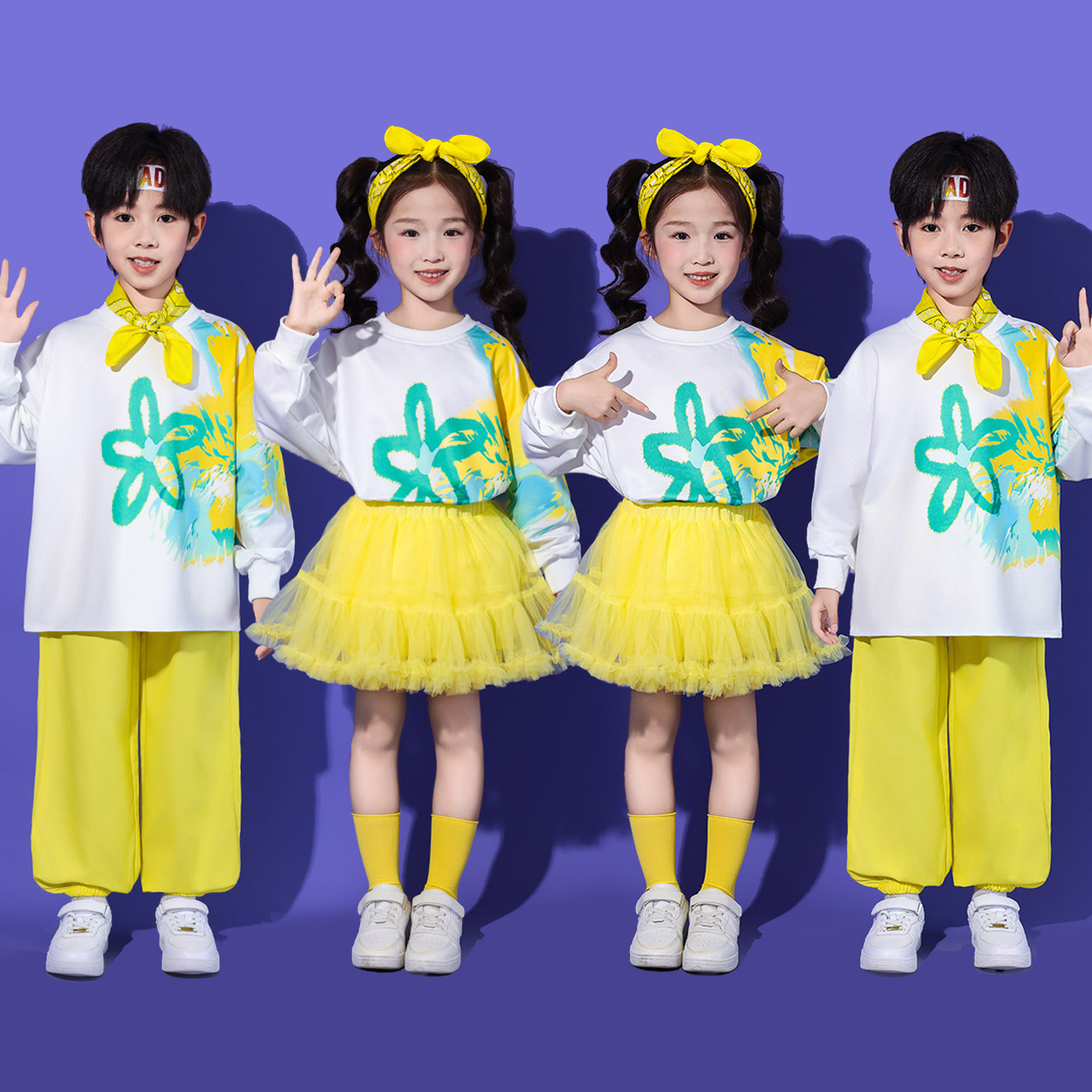 儿童啦啦队黄色小学生运动会服装