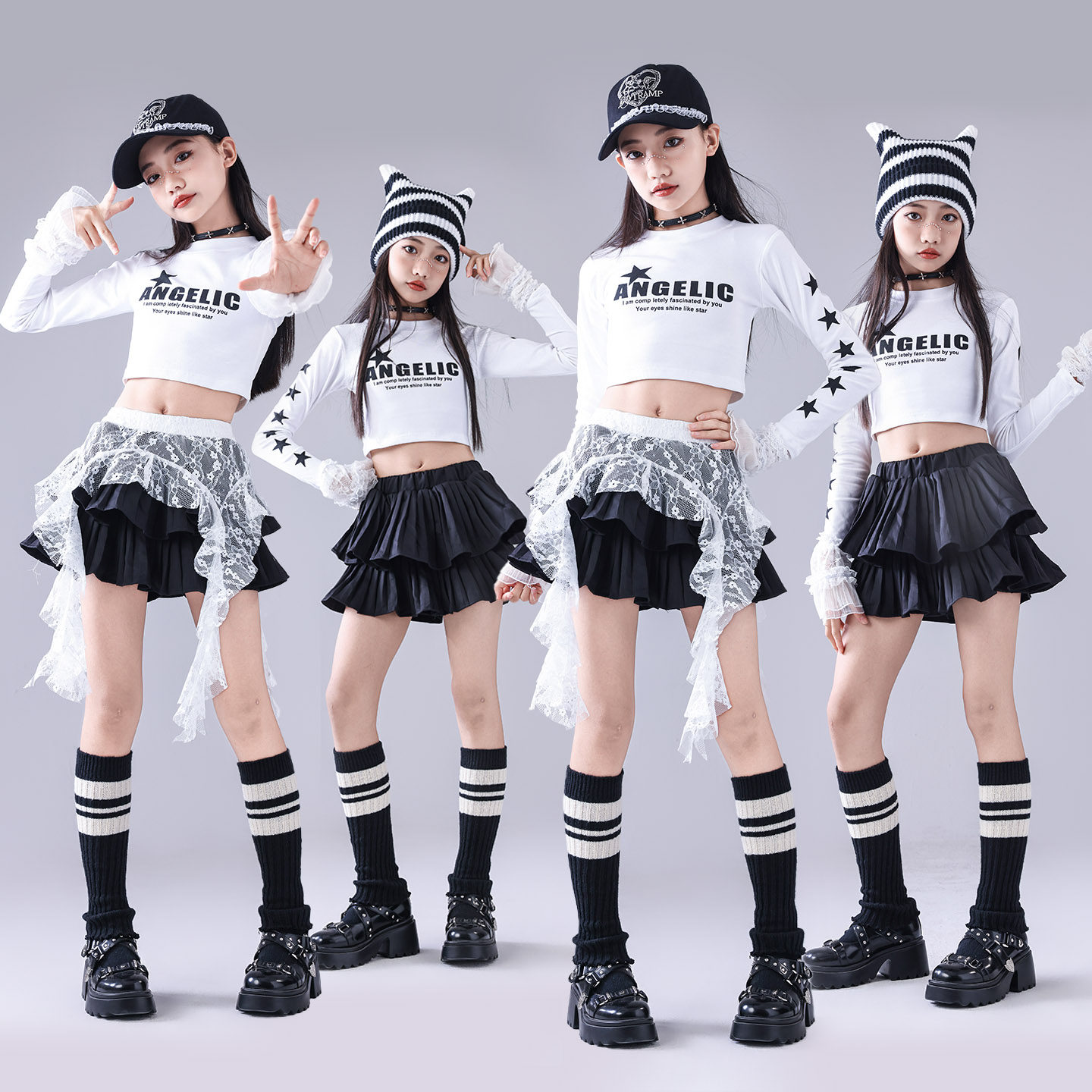 爵士舞女童服装潮酷时髦儿童街舞表演服女团甜酷风少儿跳舞演出服