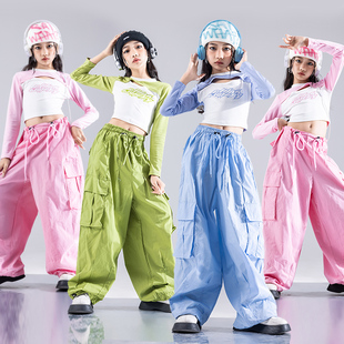 女童jazz爵士舞服装 少儿女孩演出服 潮彩色儿童街舞练功服舞蹈套装