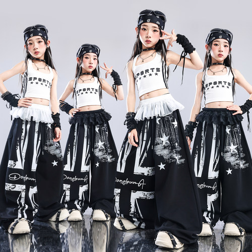 女童爵士舞演出服女孩jazz衣服套装少儿hiphop练功服儿童街舞潮服