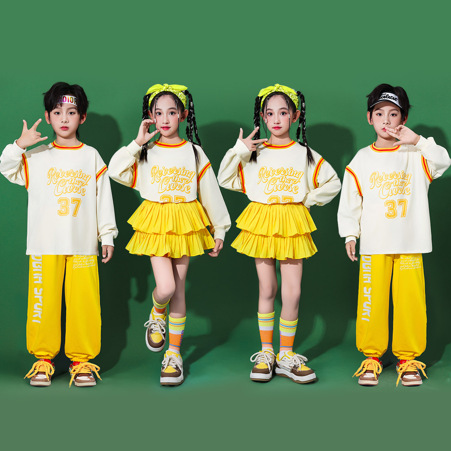 儿童啦啦队表演服男女童街舞爵士幼儿园小学生运动会开幕式班服秋
