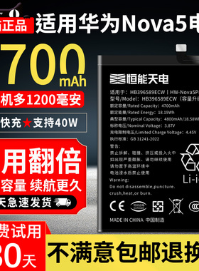恒能天电适用华为nova5电池大容量nova5Pro更换手机内置电板nove5t电板SEA-AL00扩容魔改EA-AL10 HB396589ECW