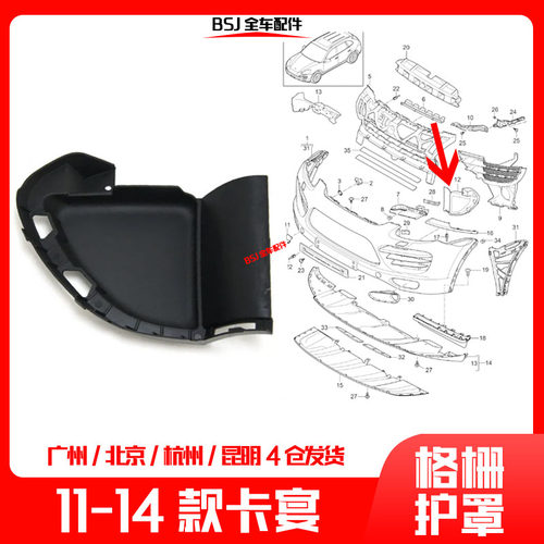适配11-14款保时捷卡宴前杠格栅护板前保险杠饰板空气导管挡风板