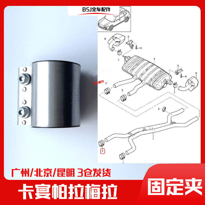 适配保时捷卡宴帕拉梅拉后排气管排气管附件