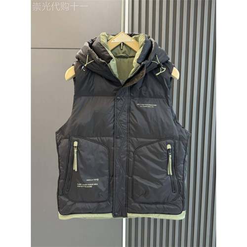 代购白鸭绒马甲美式潮牌冬季新款加厚羽绒服青年工装连帽外套坎肩