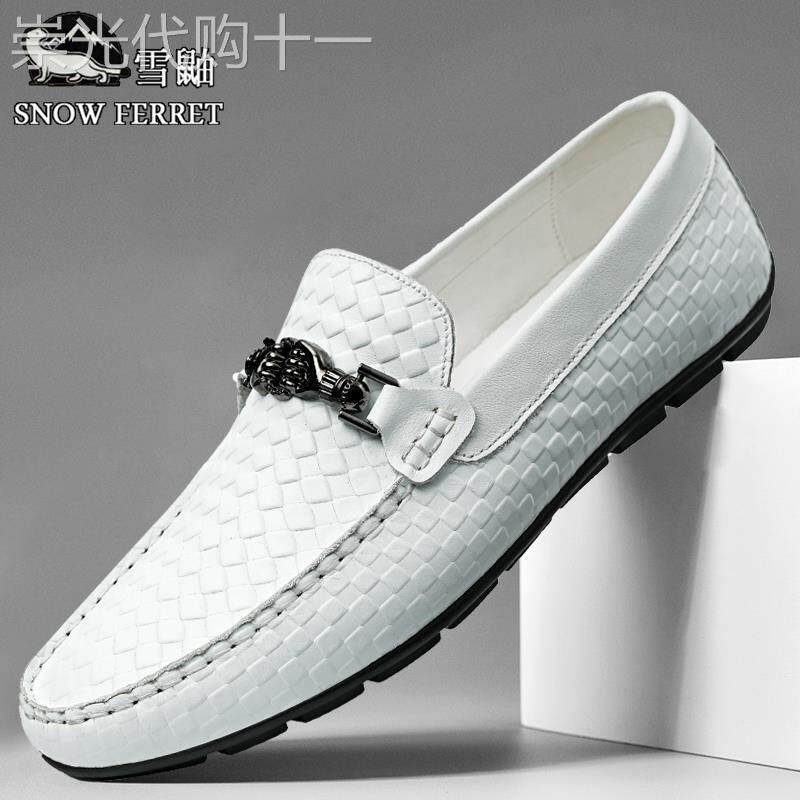 欧洲站奢侈品豆豆鞋男士2025新款潮商务百搭男鞋真皮透气休闲皮鞋