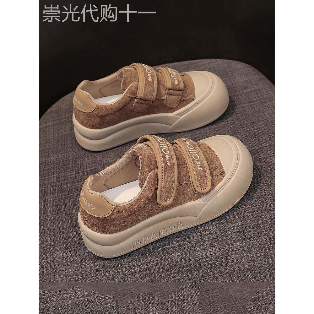 魔术贴防滑厚底休闲板鞋女2025秋季新款潮流百搭软底不累脚运动鞋