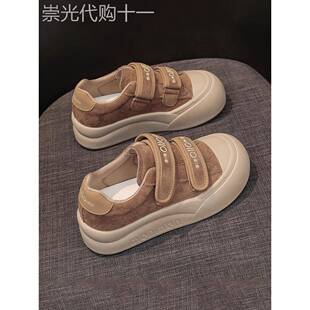 魔术贴防滑厚底休闲板鞋女2025秋季新款潮流百搭软底不累脚运动鞋