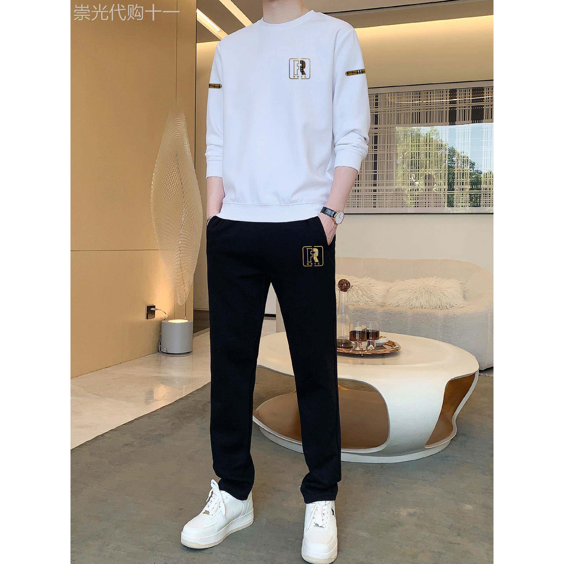 卫衣男秋冬季休闲两件套时尚潮流男士运动服长袖长裤帅气搭配套装