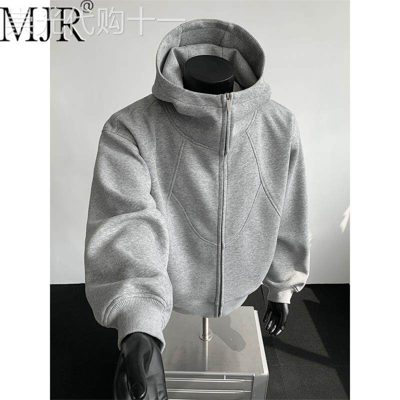 潮牌男士立领连帽卫衣2025年秋冬季新款美式痞帅开衫上衣男款外套